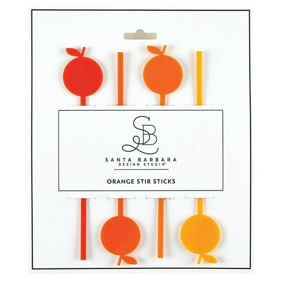 Acrylic Cocktail Stir Sticks, 8 Individual Swizzle Sticks with Fun Design, 6.5" Long, Oranges P6507