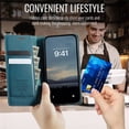 thumbnail image 5 of CaseMe Calf Leather Lining Microfibre Wallet Case For iPhone 16e 6.1-inch with RFID Blocking,Magnetic Closure,Card Slots,Cash Slot,Kickstand,Shockproof Flip Folio Protective Phone Case,Blue, 5 of 10