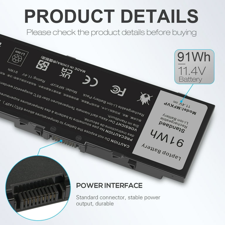 91Wh MFKVP Battery T05W1 for Dell Precision 15 7510 7520;17 7710 