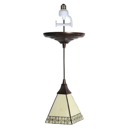 Craftsman Pendant Lighting Instant Pendant Recessed Light Conversion Kit Antique Bronze Craftsman Style Shade ()