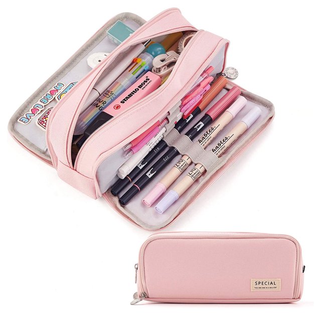 Estuche para lápices de gran capacidad, con 3 compartimentos, para la escuela, para adolescentes, niñas, niños, hombres y mujeres