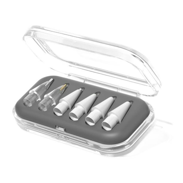 Juego de 6 puntas de repuesto, punta de lápiz con estuche, accesorios silenciosos para teléfonos. Gris