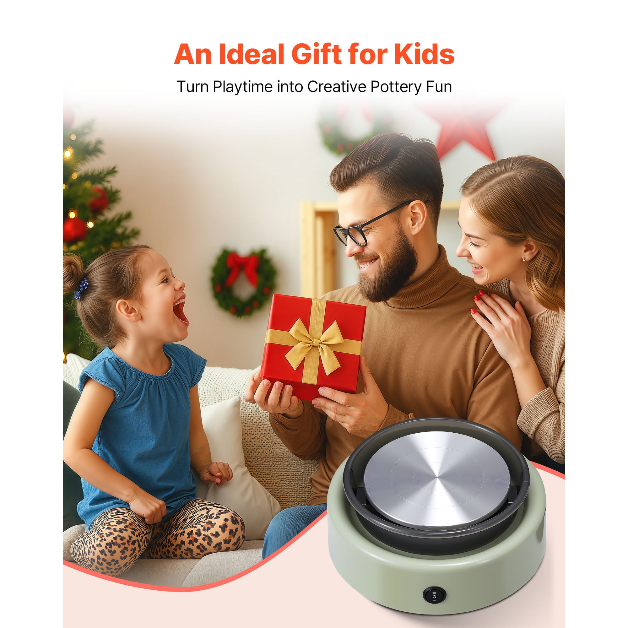 KFFKFF Mini Pottery Wheel with 6-Inch Turntable, Adjustable Speed, Forward and Reverse Rotation, Electric Clay Wheel for Beginners and Kids, Includes Shaping Tools, Ideal for DIY Projects and Pottery