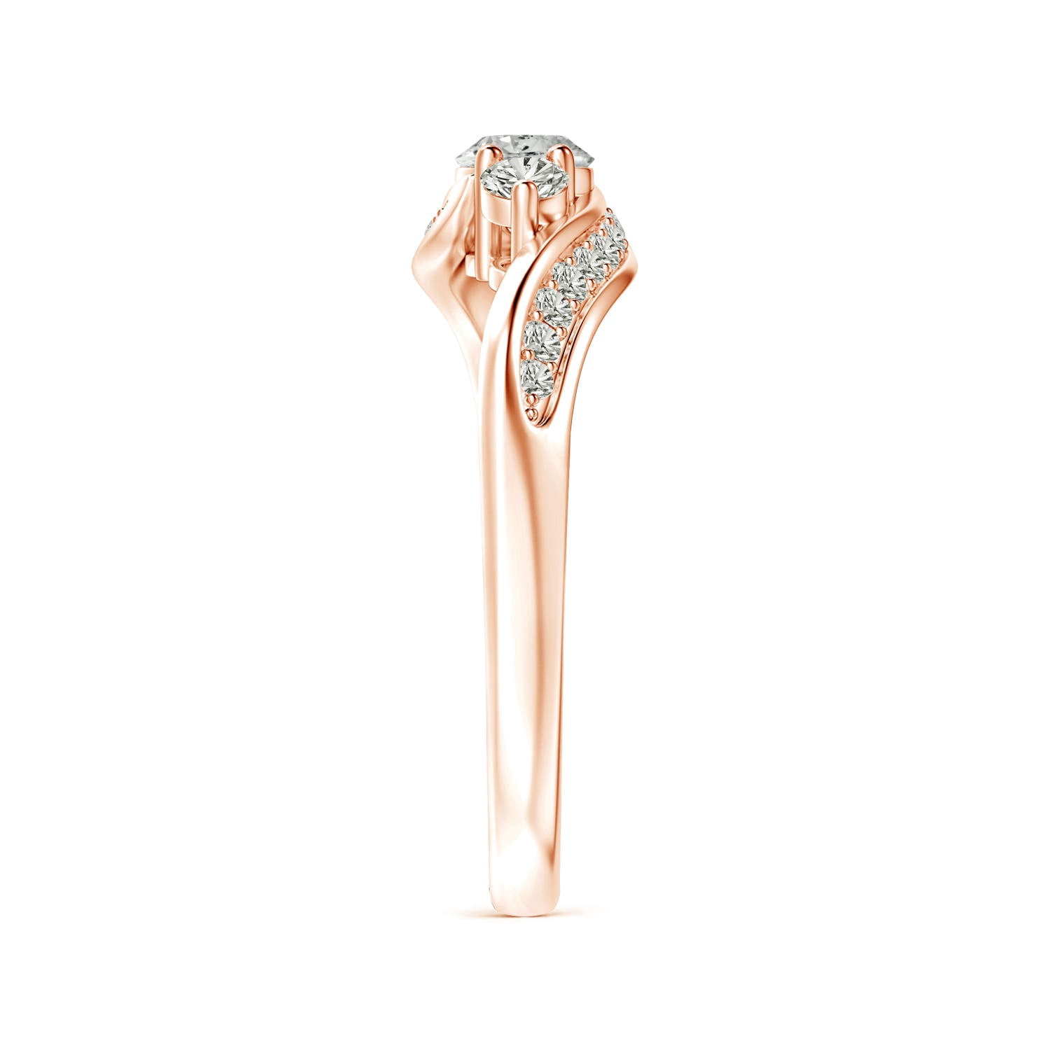 Angara Natural Diamond Three Stone Engagement Ring in 14K Rose Gold for Women - April Birthstone Jewelry | Round Diamond Ring (Ring Size - 7.5)