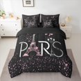thumbnail image 2 of Homewish Pink Loves Pattern 7-Piece Twin Bedding Sets,Paris Eiffel Rower Bedding Comforter Set,Romantic Valentine'S Day Sheet Sets For Girl,Microfiber Bedroom Decor, 2 of 8