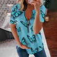 thumbnail image 2 of Gibobby Playera De Algodón Mujeres Fashion Top camisa Tunic V cuello Zipper Loose Tops manga corta elegante camisa Casual Blouse（Aqua， L), 2 of 5