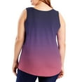 thumbnail image 3 of Felirenzacia Long Tank Tops For Plus Size Women Gradient Tank-Neck Basic Casual Flowy Summer Sleeveless T-Shirt Basic Tank Tops For Big and Tall Women,Purple,L, 3 of 6