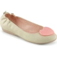 thumbnail image 2 of Round Toe Foldable Flats W/ Heart Adornment - Cream Faux Leather, 9, 2 of 2