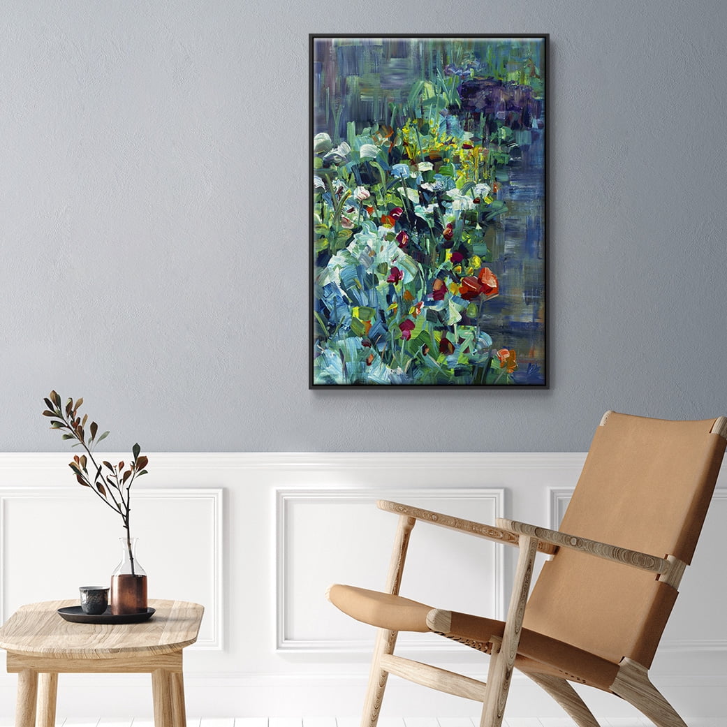 Lots of Love in the Garden Framed Premium Gallery Wrapped Canvas - Ready to Hang - 17 x 25 - Black Floating Frame