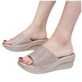 thumbnail image 3 of Utoimkio Platform Sandals for Women Womens Ladies Open Toe Crystal Wedge Slip On Beach Slippers Shoes, 3 of 9