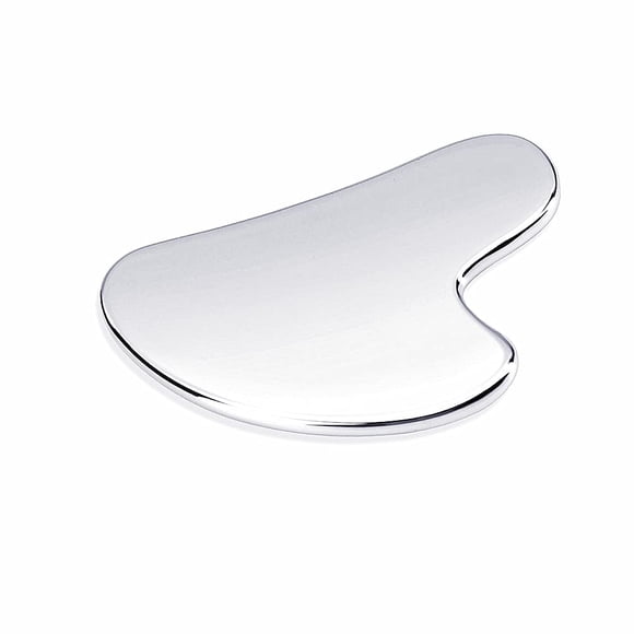 Herramienta facial Gua Sha SQULIGT de acero inoxidable plateada