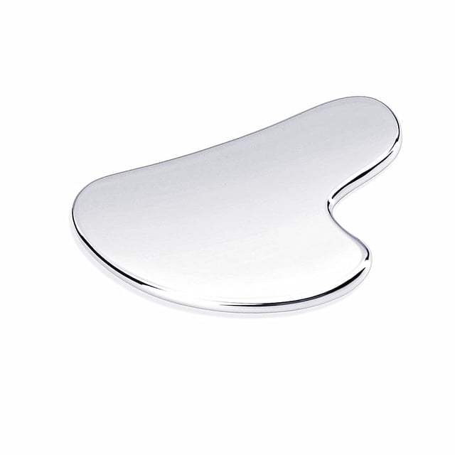 Herramienta facial Gua Sha SQULIGT de acero inoxidable plateada