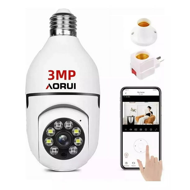 Aorui Cámara De Seguridad De 360° 3mp Wifi Hd E27 Con Alarma Ardp8