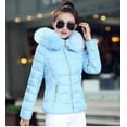 thumbnail image 2 of Cnbwig Warm Jackets for Women Hooded Coat Short Solid Color Padded Jacket Winter Warm Zipper Outdoor Thick Slim with Pocket Fashion Outwear Causal Coats A-Sky Blue XL, 2 of 9