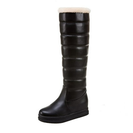 

Yoslce Winter Boots for Women Plush Warm Down Boots Thick Soled Black Cotton Boots High Boots Black 35