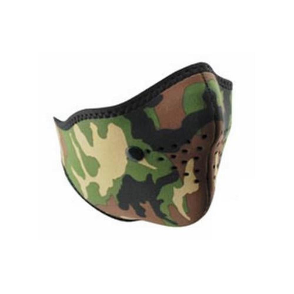 Zan Headgear Half Face Mask Woodland Camo (Green, OSFM) by Zan Headgear