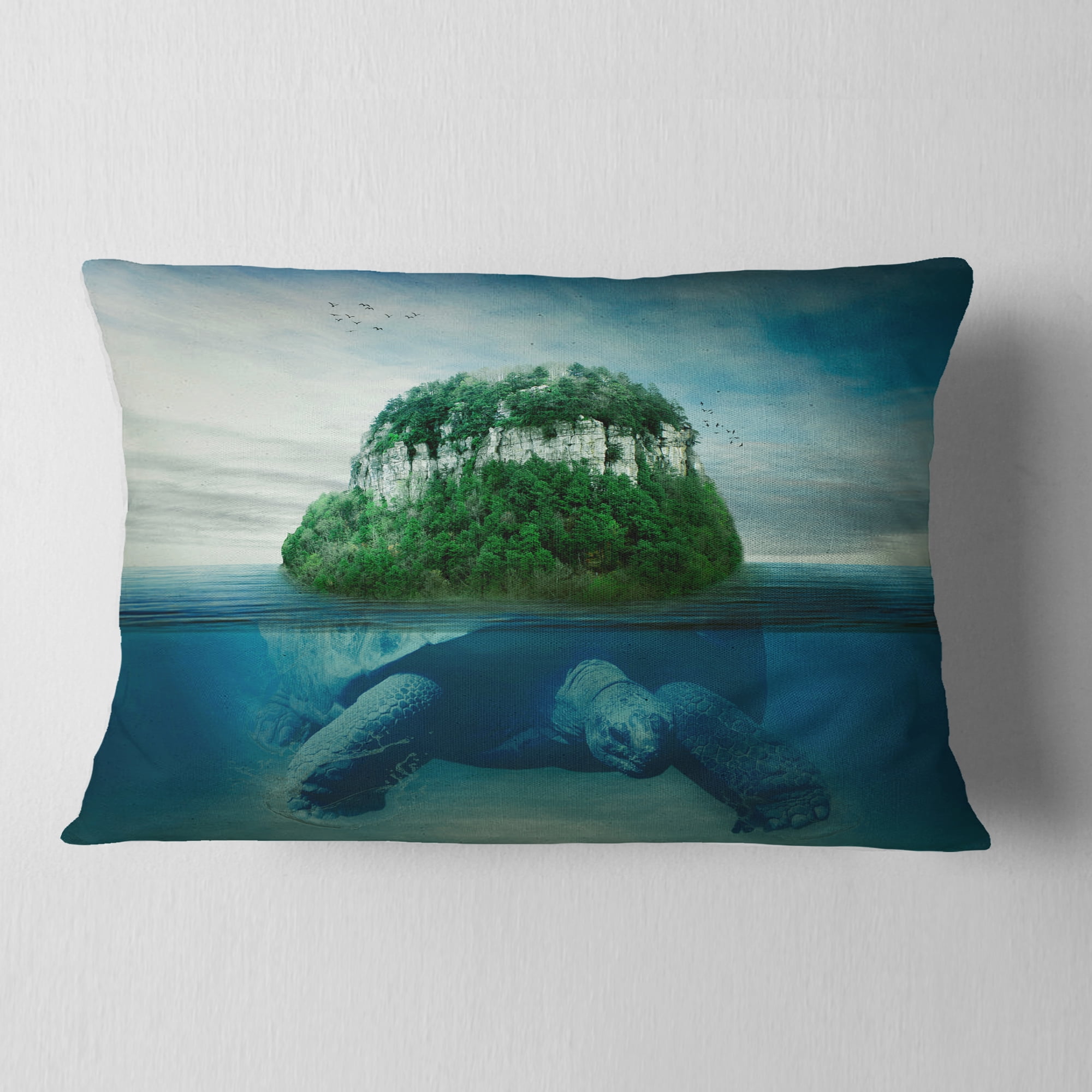 Designart Giant Tree with Woman - Abstract Throw Pillow - 12x20