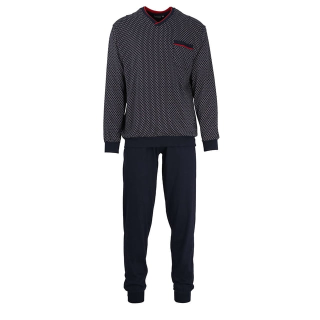 GÖTZBURG Pijama Larga para Hombre - Pijama de Cuello en V, Algodón puro Marina 4XL (60)
