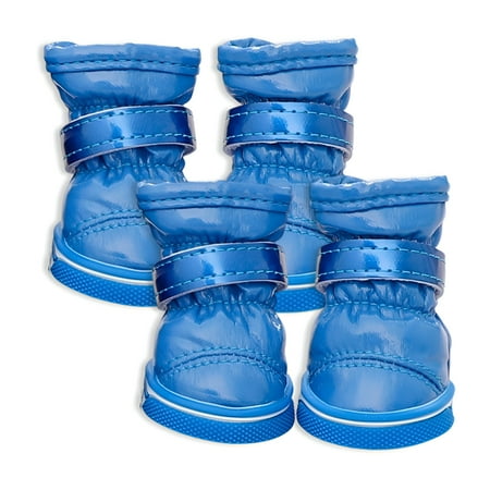 TELOLY 4Pcs Dog Shoes Perfect Fit Dog Boots Small Breeds Dog Winter Boots Dark Blue 4.4*3.5cm