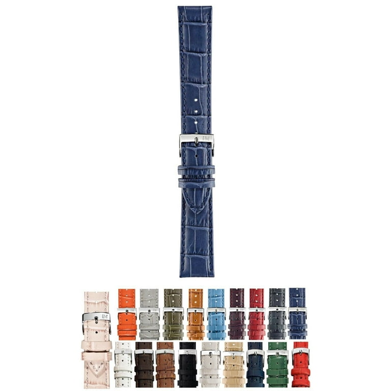 Morellato Bolle Alligator Embossed Genuine Calf Leather Watch Strap Blue Marine 20mm Chrome plated Stainless Steel Buckle MORELLATO 1930