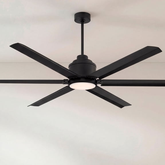 65" Casa Vieja Modern Industrial Outdoor Ceiling Fan with Dimmable LED Light Remote Control Matte Black Wet for Patio Exterior