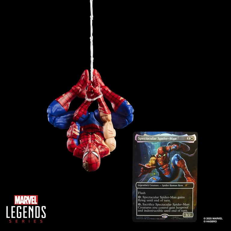 Marvel Legends Series Magic: The Gathering Battle-Damaged Spider-Man, 6"  Action Figure Plus Exclusive Foil Trading Card