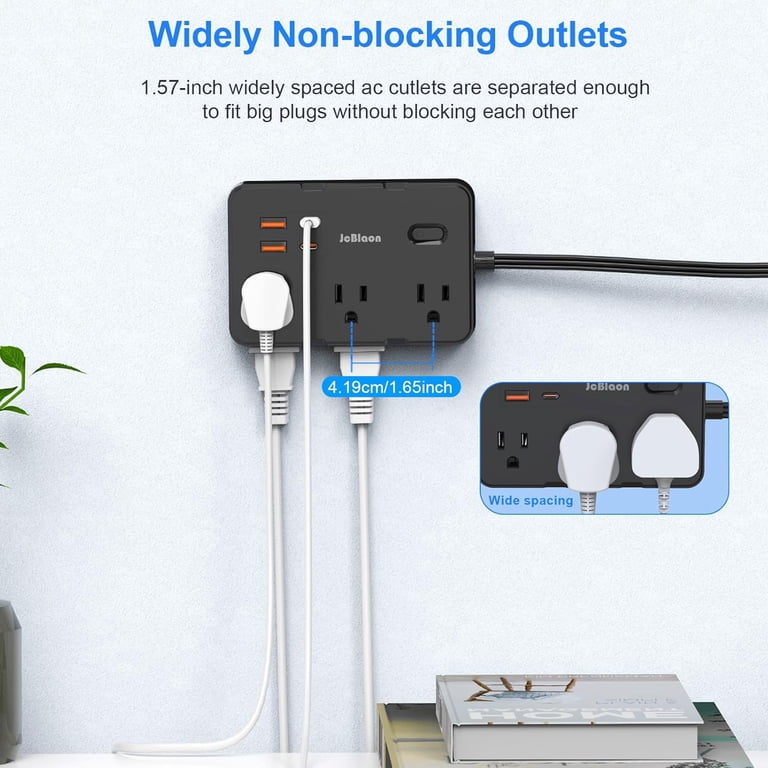 JcBlaon 6-Outlet Power Strip with USB Ports, 5ft photo 2