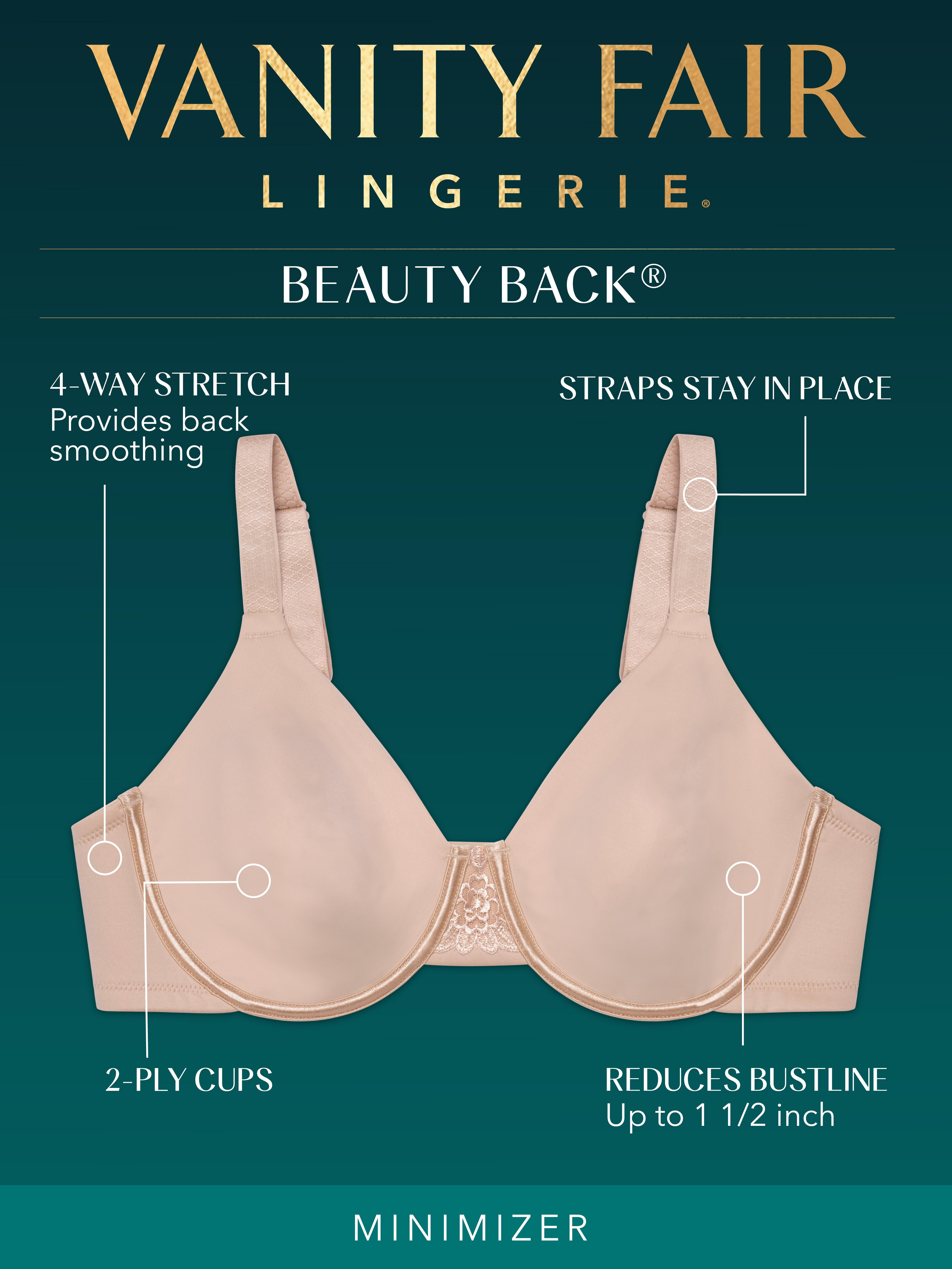 Vanity Fair Lingerie Women's Beauty Back Smoothing Underwire Minimizer Bra, Style 76080