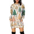 thumbnail image 3 of Vestido con capucha navideño Vestido con capucha de longitud media para mujer con impresión digital 3D, 3 of 5