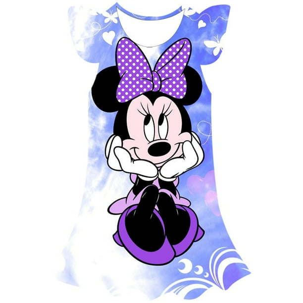 Verano Disney nuevo estilo niños Mickey Mouse vestido ropa princesa niñas Mickey Mouse vestido impreso suelto Mickey Mouse Dress7T Gao Jinjia LED