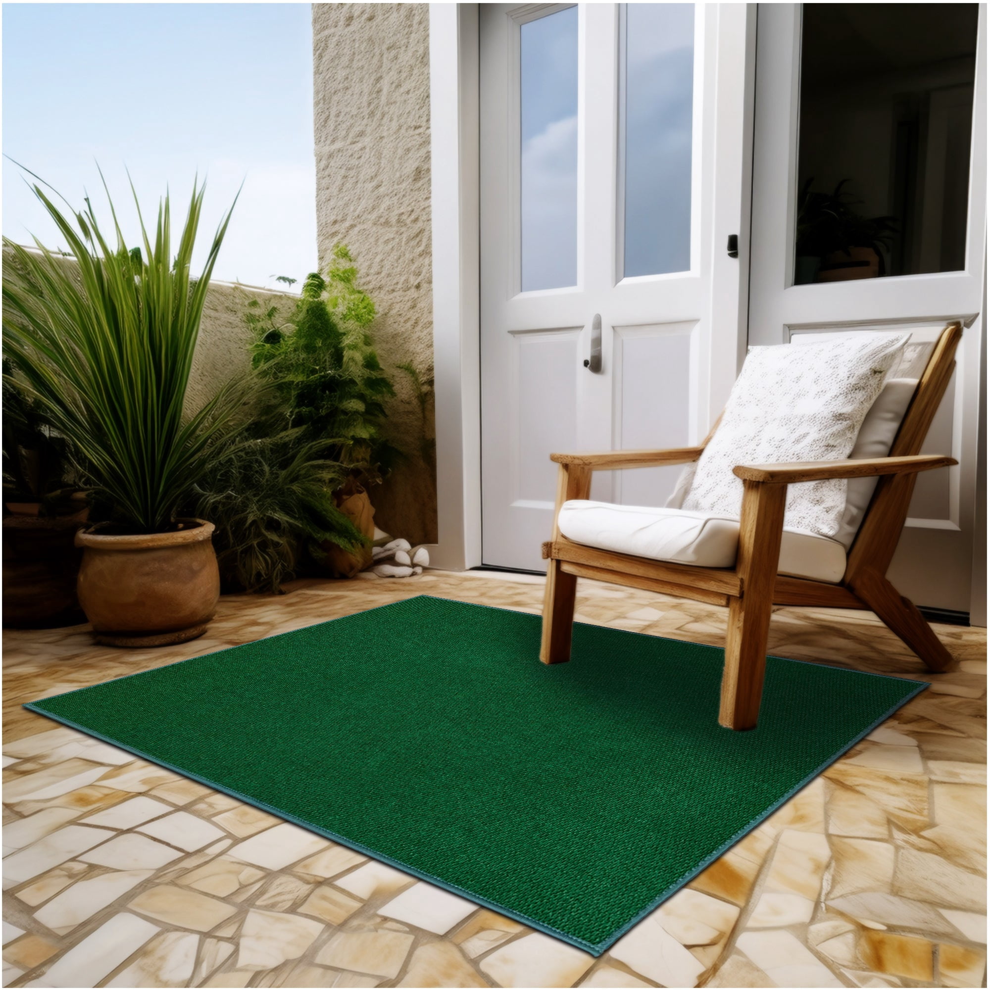 2'x3' Soft Indoor/Outdoor Hobnail Style Area Rugs. Lightweight and Flexible for Easy Cleaning and Transport (Color: Heather Green)
