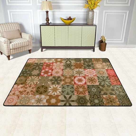 XMXY Colourful Spiral Mandela Area Rugs Doormat Outdoor Entrance, Facecloth Non-slip Floor Mat Rug for Living Room Kitchen Sink Area Indoor,72"x48"