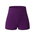 thumbnail image 3 of QLEICOM Womens Athletic Shorts, Plus Size Shorts, Stretch Yoga Leggings Fitness Running Gym Sports Short Active Pants Yoga Shorts, Running Shorts, Comfy Beach Shorts, Cycling Shorts Purple XXL, 3 of 4