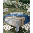 thumbnail image 3 of Square Outdoor Tablecloth with Umbrella Hole Moire Blue Brown Outside Table Cloth Waterproof Patio Table Cover Ombre Contemporary Abstract Geometric Zipper Tablecloths for Picnic Camping 54x54 Inch, 3 of 8