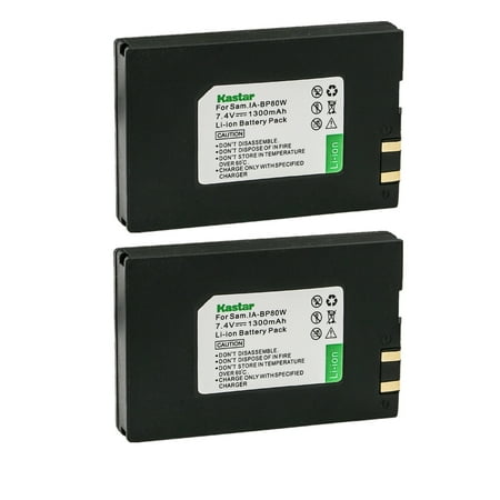 Kastar IA-BP80W Battery 2-Pack Replacement for Samsung VP-DX102 VP-DX103 VP-DX104 VP-DX105 VP-DX200 VP-DX205 VP-DX2050 VP-DX210 SC-D381 SC-D382 SC-D383 SC-D385 SC-DX100 Camera