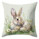 thumbnail image 2 of Cojín de Lino con Estampado de Conejito de Pascua y Flores para La Sala de Estar o El Sofá., 2 of 6