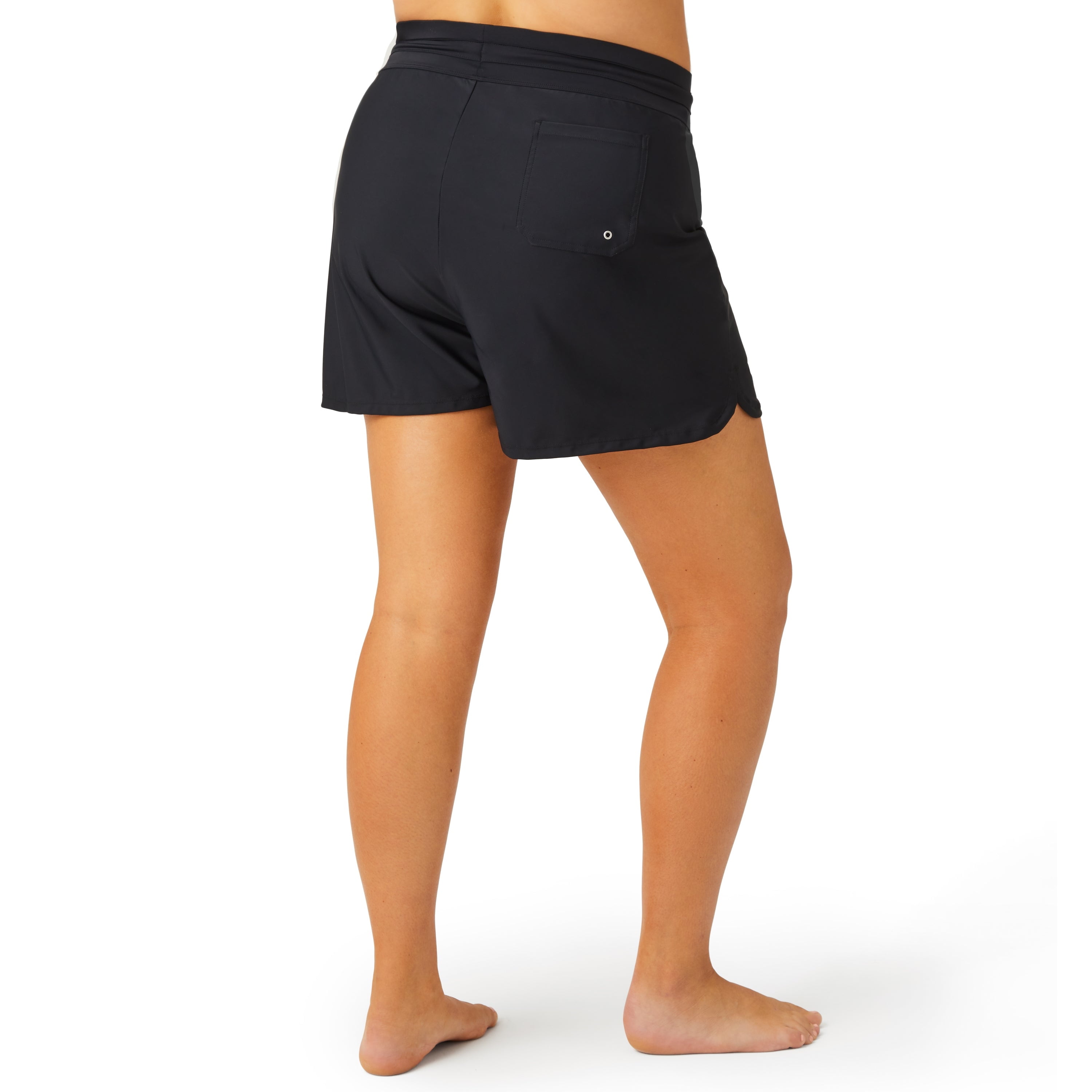 Free Country Women's Plus Size Drawstring Swim Short Black 3X
