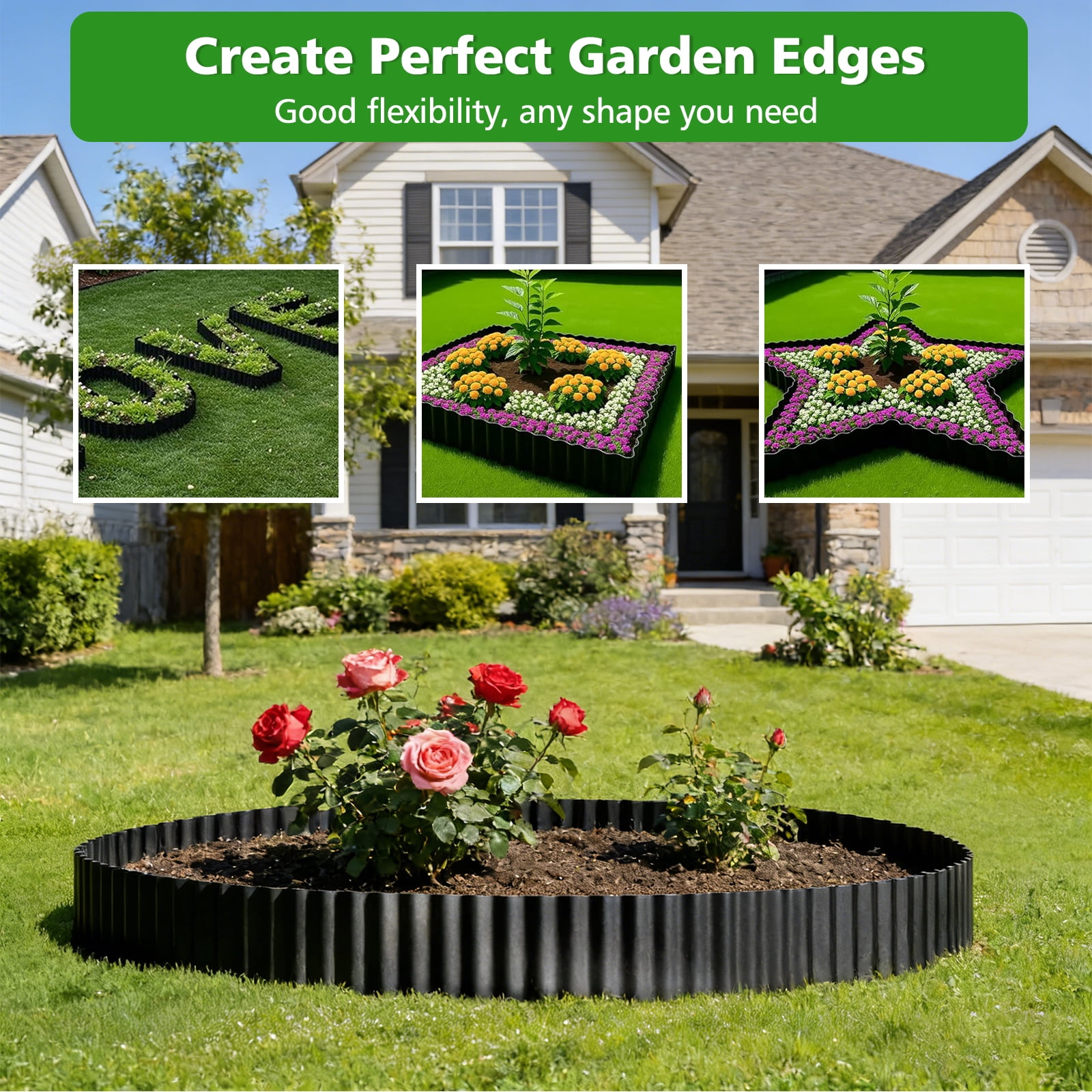 ROMUCHE Corrugated Garden Edging 6" x 25Ft, Flexible Metal Landscape Edging Border for DIY Flower Beds Lawn Yard Tree Surrounds Driveway