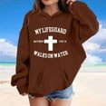thumbnail image 2 of Byoo Big Girls Oversize Hoodie Sweatshirts My Lifeguard Walks on Water Letter Printed Hoody Pullover Top Soft Basic Sweatshirt, 2 of 4
