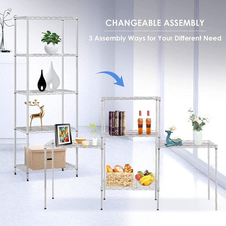 HEOMU 5 Tier Shelving Unit Metal Storage Shelf, Wire Shelves