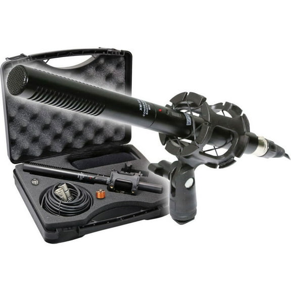 VidPro XM-55 Shotgun Microphone Kit includes Suspension Shock Mount, Adjustable Stand Mount, Furry Wind Muff, Foam Wind Shield, Foam-Padded Hardcase