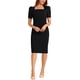 thumbnail image 1 of Vestido de Lápiz INSPIRE CHIC para Mujeres con Mangas Abullonadas y Abertura Trasera, Casual de Negocios, Cuello Cuadrado, XL Negro, 1 of 6