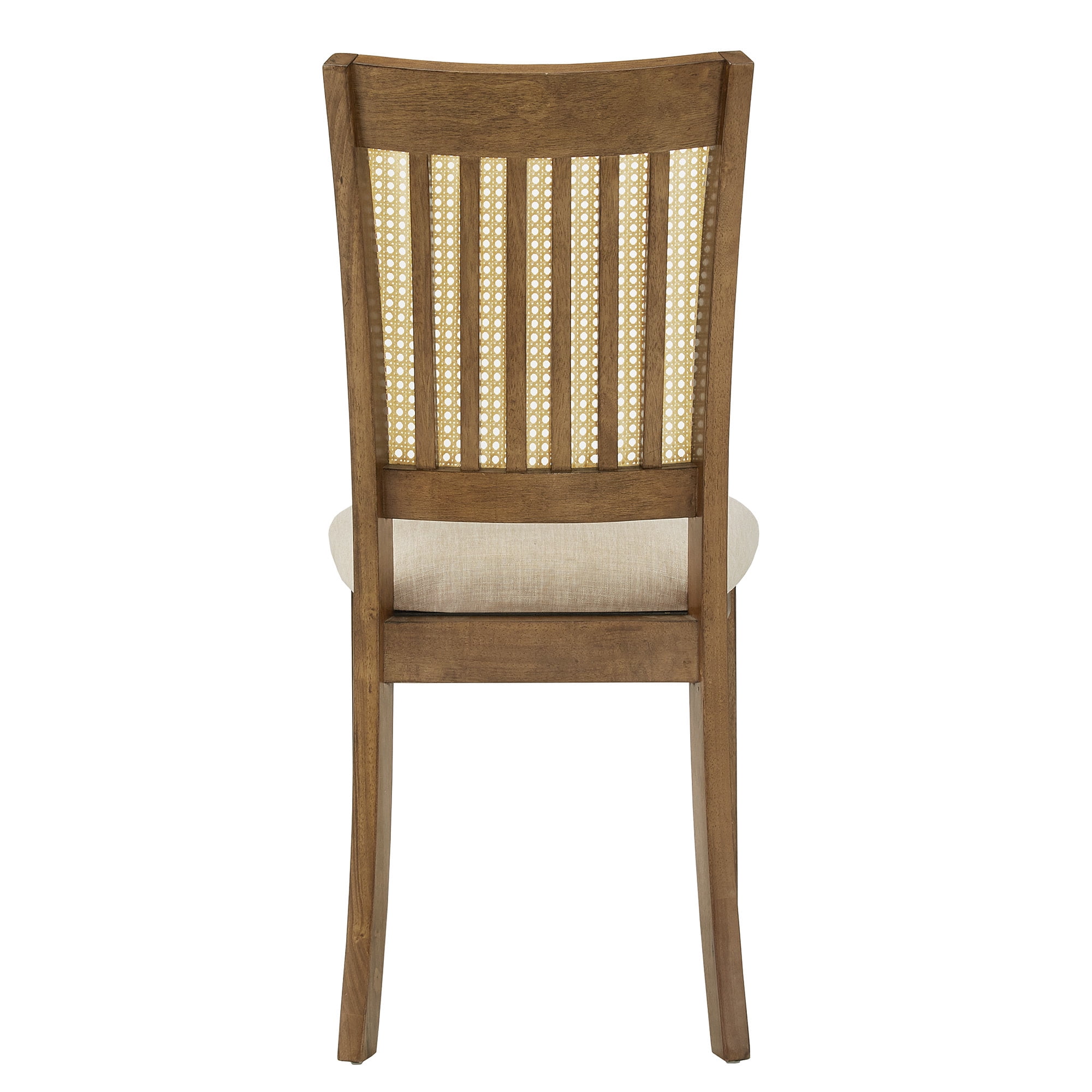 Weston Home Pulukan Cane Slat Back Dining Chair (Set of 2), Oak Finish, Beige Linen
