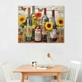 thumbnail image 2 of Nawypu Kitchen Wall Art Wine Pictures Wall Decor Large Canvas Wall Art for Living Room Dining Room Brown Vintage Home Decor Neutral Red Wine Bottles Artwork for Walls Sunflower Paintings for Wall, 2 of 4