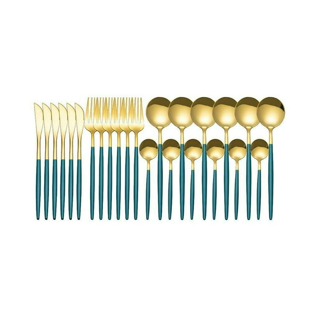 PENGXIANG 24 Pcs Cutlery Set Rust-proof Tableware Set Accessory Lightweight Stainless Steel Tableware Set Easy-washing Flatware Kit for Hotel Home