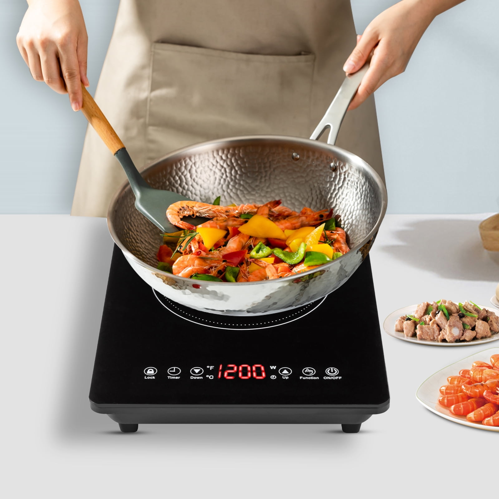 9-LEVEL 28*35*6.6cm Portable Induction Cooktop Corded Electric Black Sensor Touch Single Electric Cooktops Countertop Stove