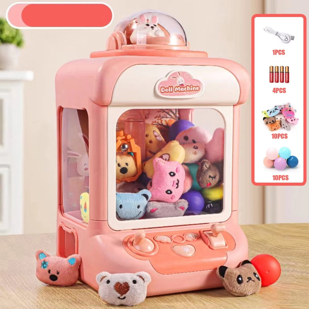 Claw Machine for Kids, Mini Claw Machine Candy Dispenser Toys for Girls,Kids  Claw Machine Arcade Game Toy Vending Machine with 10 Mini Plush  Animals,Christmas Gift,Pink 
