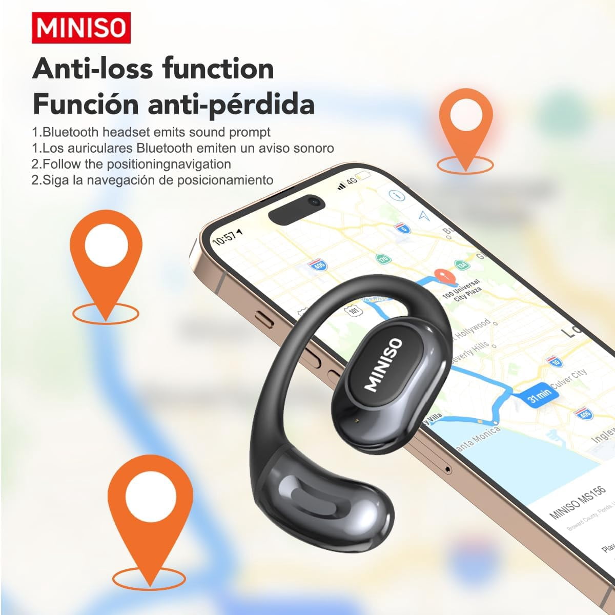 MINISO Al TranslationBuletooth Headphones MS156 Long Battery Life HiFi Stereo Sound Wireless Earhooks Headphones