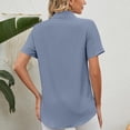 thumbnail image 4 of Clothing 2025 Womens Casual Short Sleeve Button Down Shirts Summer Plain Top Blouses with Pockets Womens Short Sleeve Button Down Shirts Official Collar Blouse Basic Simple Dress Shirt, 4 of 9