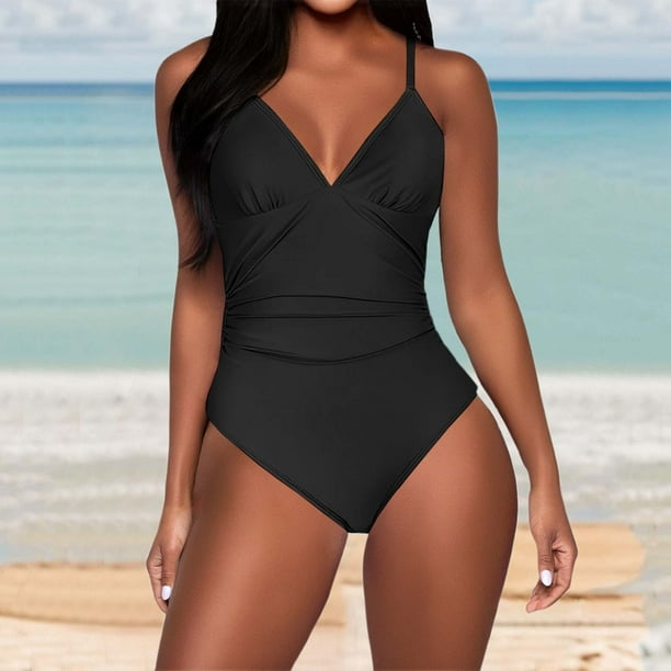 WILLBEST Traje de Baño Mujer 2 Piezas Traje de Baño Bikini de Color Sólido para Mujer con Tirantes Ajustables y Diseño de Espalda Abierta Traje de Baño de Playa Elegante para Verano